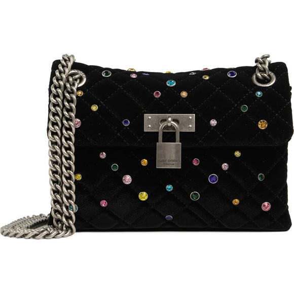 Kurt Geiger Bags Kurt Geiger London Black Velvet Mini Braxton Lock